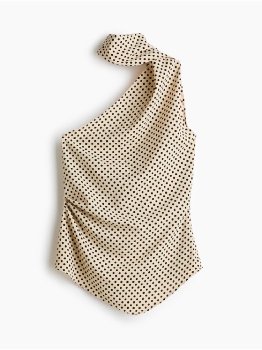NWT One-Shoulder Polka Dot Top in Cream and Black